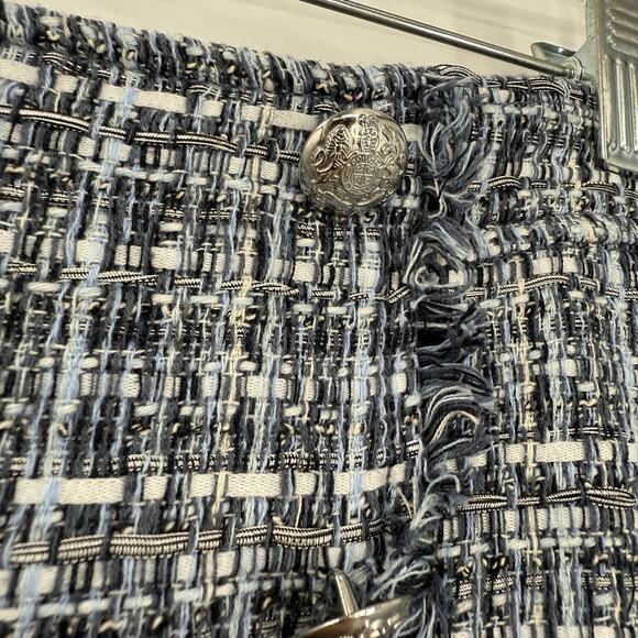 Talbots Tweed Fringe Pencil Skirt size 2 Multi Blue Woven - Picture 4 of 9